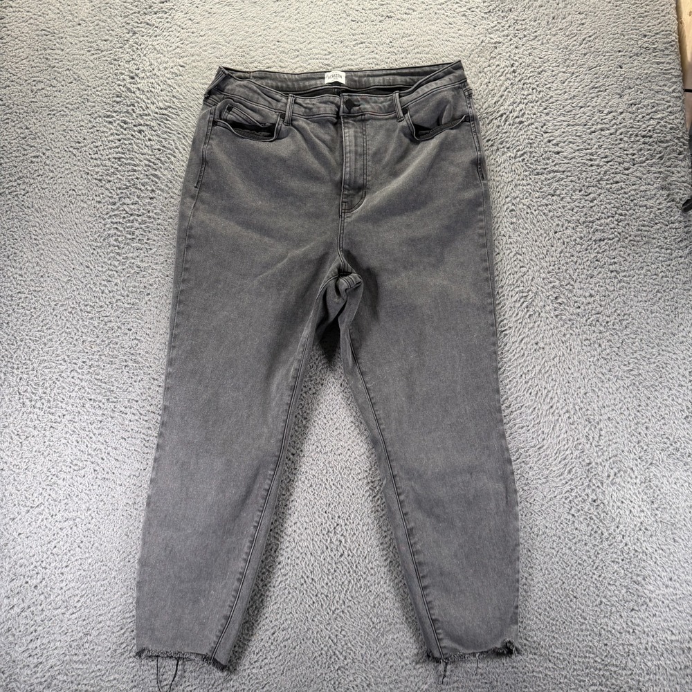 Herizon Jeans Womens 18 Gray Cotton Denim Skinny Raw-Hem Workwear Travel Stretch